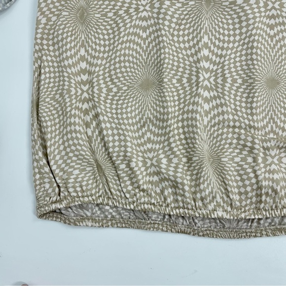 SUMMUM Kaleidoscope Luxury print top with puff sleeves in alpaca Neutral Small - Picture 7 of 14